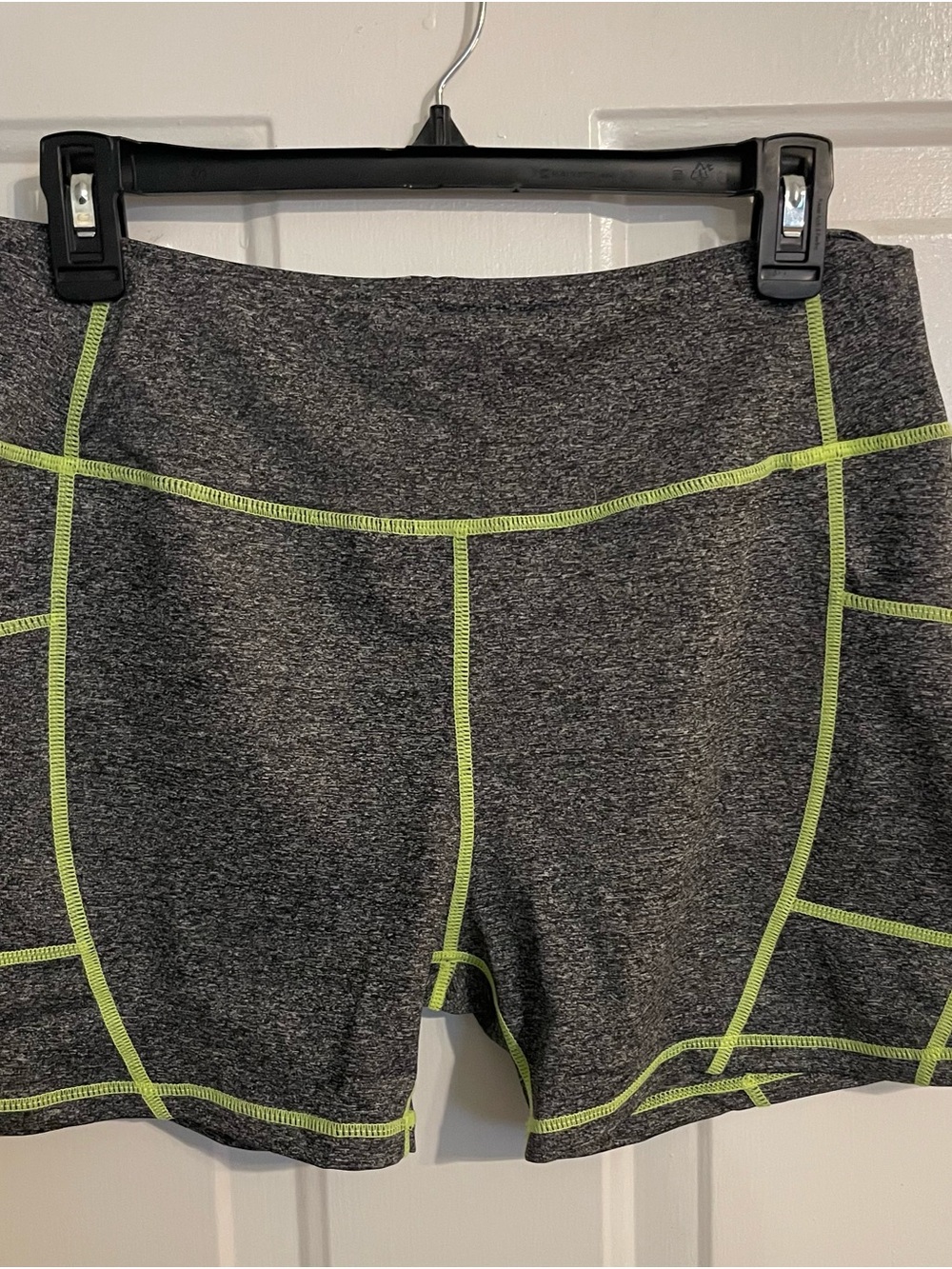 SHEIN Curve Gray Bike Shorts with Lime Contrast Stitching
